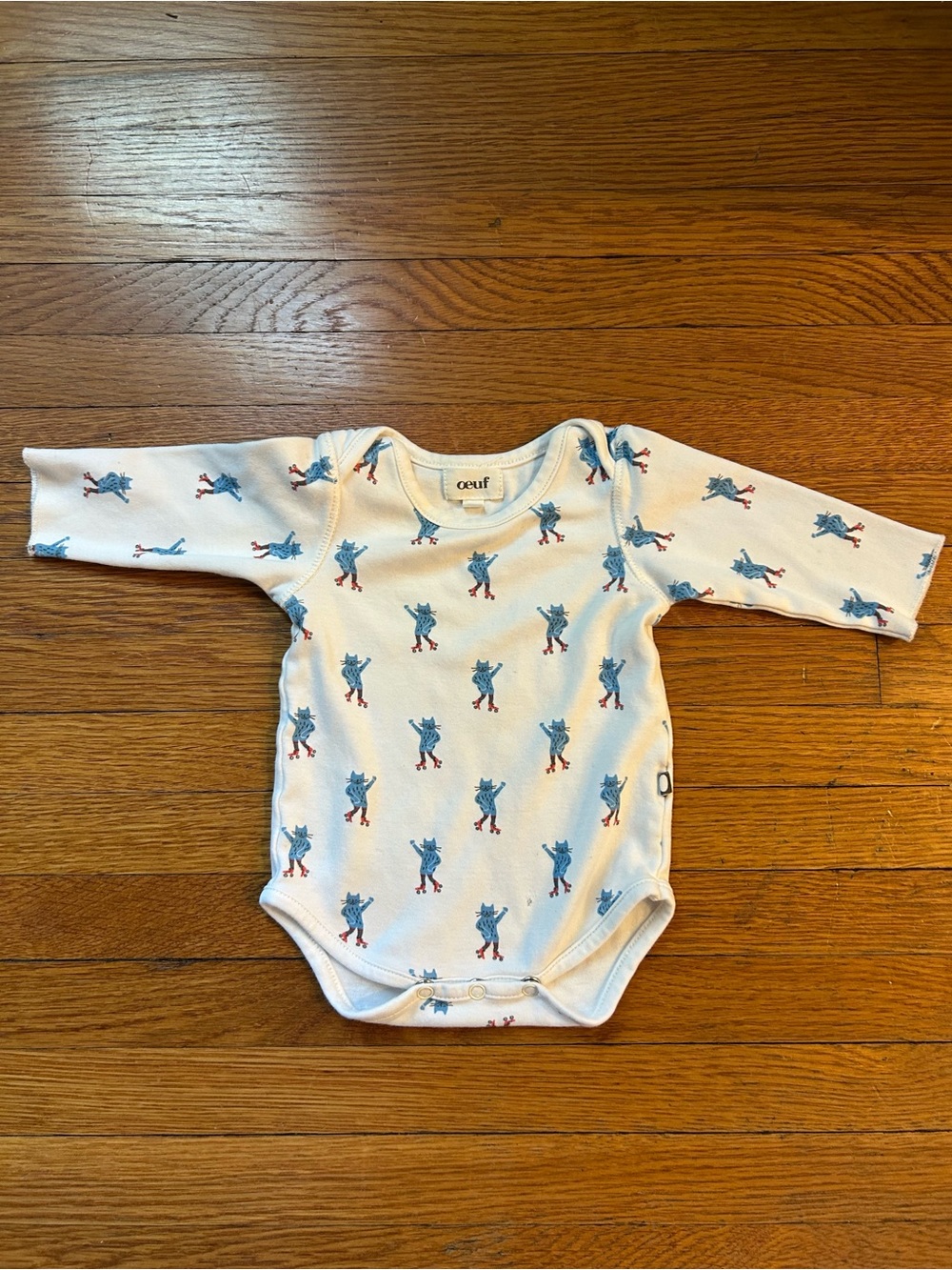 Oeuf Long-Sleeve One-Piece onesie with Cat playing Guitar Print 0-3M